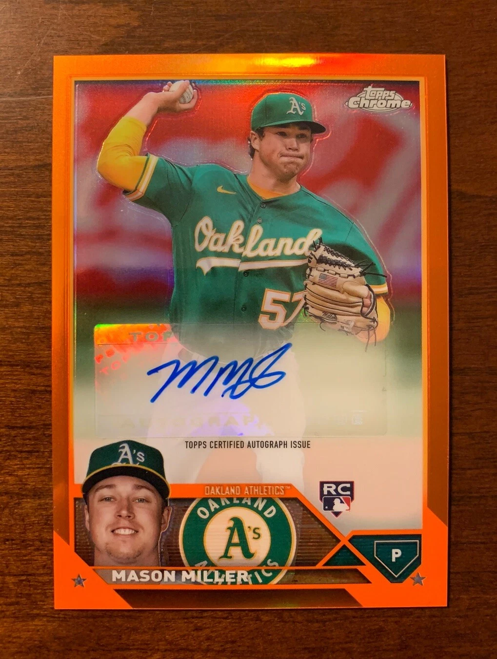 2023 Topps Chrome Update ORANGE AUTO #/25 Mason Miller Rookie RC Athletics A’s