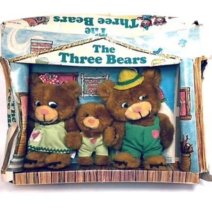 Juguetes de peluche The Three Bears 1982 vintage, nuevos en caja triturada - Imagen 1 de 2