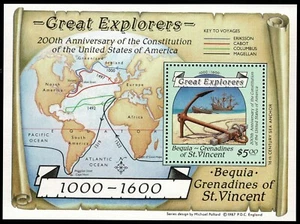 Sello Bequia Grenadines St.Vicente 1989 Aniversario Descubrimiento América - Imagen 1 de 1