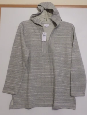 ¡NUEVO CON ETIQUETAS! J JILL FIT TÚNICA CON CAPUCHA RAYAS EMPLUMADAS-GRANDE-GRIS HTHR/MULTI-BONITA Foto 1 de 4