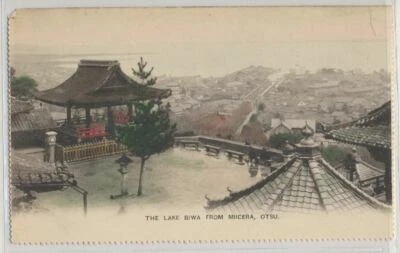 Japan Lake Biwa from Micera Otsu on c. 1905 Vintage Real Photo Hand Tinted Card - Image 1 of 2