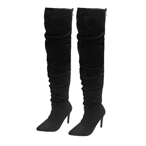 Glaze Damen Overknee Hohe 4 Inch Stiletto Absatz Stiefel mit Reißverschluss - Bild 1 von 25