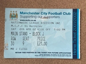 2001/02 Manchester City V Barnsley 06-04-2002 División 1 Partido - Imagen 1 de 1