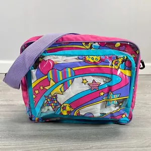 Vintage Mischief Makers Shoulder Messenger Bag Pink Blue Hearts Stars Vinyl CUTE - Picture 1 of 12