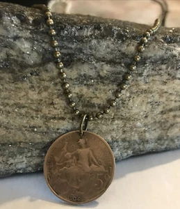 1904 France 5 Centimes COIN PENDANT French Antique Real Circulated Great Gift! - Picture 1 of 5