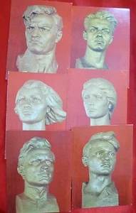 set of 6 SOVIET UNION old VINTAGE ART PRINT RETRO postcards USSR HEROES. 1971 - Picture 1 of 7