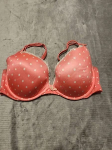 Victoria's Secret size 38D Very Sexy Push Up Bra Pink White Polka Dot - Picture 1 of 3