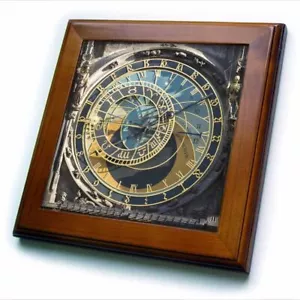 Piastrella di ceramica incorniciata in 3dRose con stampa orologio astronomico, Praga - Foto 1 di 1