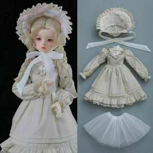 1/4 BJD Doll Outfit Girls Dress + Hat Set MSD SD Dollfie Retro Handmade Clothes - Picture 1 of 4