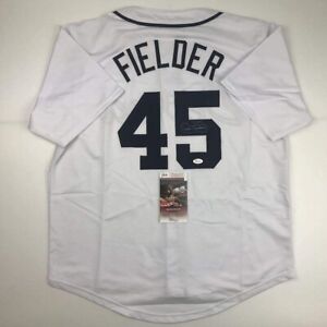 Autographed/Signed CECIL FIELDER Detroit White Baseball Jersey JSA COA Auto