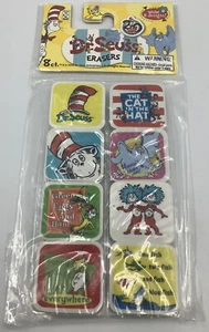 NUOVO 2 Set di 8 Dr. Seuss Gomma Sacchetti per Feste Riempitivi - Foto 1 di 3