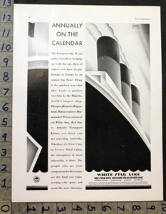 1929 barco de crucero White Star Line náutico Art Deco Goesler anuncio de viaje 321724 - Imagen 1 de 1