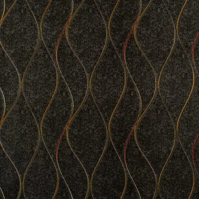Papel de parede onda moderna metálico dourado listra vermelha preta - Imagem 1 de 1