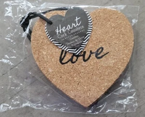 NIP SEt 4 Kate Aspen LOVE cork heart coasters - Picture 1 of 2