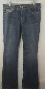 a.n.a Embroidered Pocket Boot Cut Denim Blue Jeans Womens 14 - Picture 1 of 12