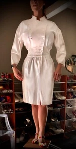 80’s Vintage Iconic Artsy Cotton Dolman Sheath Kimono ino Pencil Mock Dress S M - Picture 1 of 11