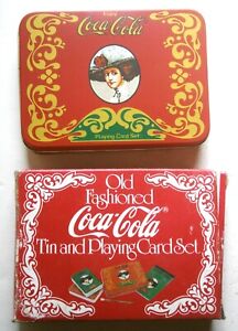 Vintage Coca-Cola Playing Cards in Original Tin Box, also the original Box