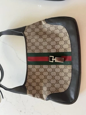 Gucci Jackie GG Monogram Canvas Hobo Shoulder Bag Circa 1988 - Image 1 of 4
