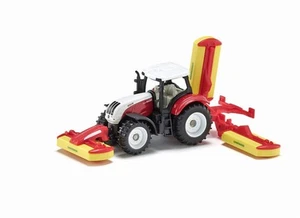 siku 1672, Steyr Tractor with Pöttinger Combination Mower, Metal,Plastic, Red, T - Foto 1 di 7