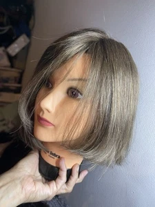 Yaffa Wig Human Blend Jew Light Brown Sheitel Monofilament 10” Bangs Side Line - Picture 1 of 13