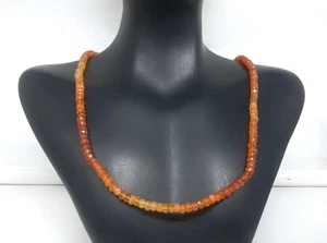 Elegant Carnelian Necklace 20” Faceted Gem Beads Sterling Silver - Picture 1 of 5