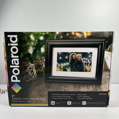 Polaroid Hi Res Digital Picture Frame Wood With Mat PDF-750W Pre-Owned Nice - Image 1 of 4
