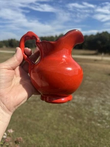 Vintage Frankoma Pottery Mini Pitcher Flame Red Orange - Picture 1 of 9