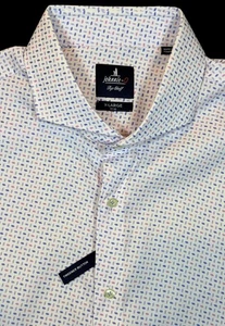 Camicia elegante uomo manica lunga Johnnie-O bianca rosa viola con bottoni grande geo - Foto 1 di 12