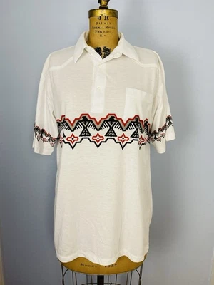 Vintage 90s Prairie Fire Short Sleeve Polo Mens L Aztec Southwest Western Cowboy - Image 1 of 4