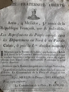 [Révolution française] Arras — suppression des traces de la Terreur — an III. - Imagen 1 de 3