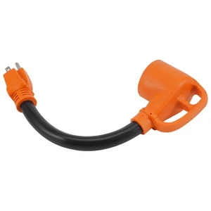 Generator to RV Power Adapter 5-15P to TT-30R 125V 1875W Heavy Duty Orange Cable - Picture 1 of 13