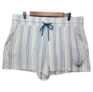 Pantaloncini Disney Parks donna XL punto lilo righe blu misto lino ricamati - Foto 1 di 16