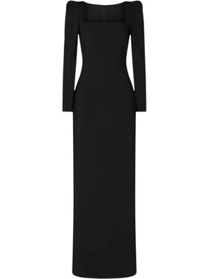 Badgley Mischka Black Puff Sleeves Gown Size 12 MSRP: $695 - Image 1 of 4