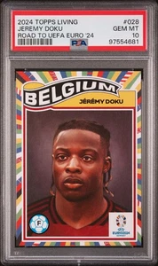 2024 Topps Living Road To UEFA Euro #28 Jeremy Doku Belgium PSA 10 Pop 4 - Picture 1 of 2