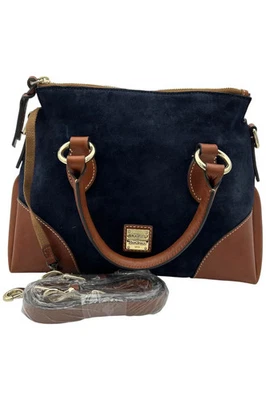 Dooney & Bourke Small Suede Satchel with Florentine Leather Trim Navy - Image 1 of 2