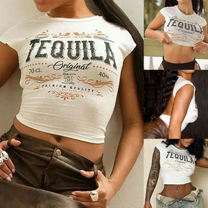Spring and Summer Casual Backless T Shirt for Women Slim Fit with Letter Print - Picture 1 of 60