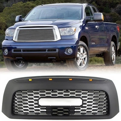 Parrilla delantera para Toyota Tundra 2007-2013 con luz LED y rejilla de parachoques de borde Foto 1 de 4
