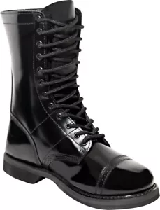 Schwarze Leder Sprungstiefel Taktische Armee Fallschirmjäger Schnürung High Impact 10 Zoll - Bild 1 von 4