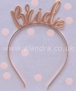 METALLIC ROSE GOLD "BRIDE" TIARA HEN NIGHT PARTY ACCESSORY - Picture 1 of 1