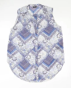M&Co Womens Blue Polyester Blend Tunic Button-Up Size 12 - Picture 1 of 12