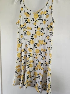 P.S. by Aeropostale Yellow/Green/White Roses Sleeveless Casual Dress- Size 12 - Picture 1 of 4