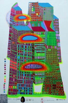 Friedensreich Hundertwasser GOOD MORNING CITY Hand signed mixed media serigraph - Image 1 of 4