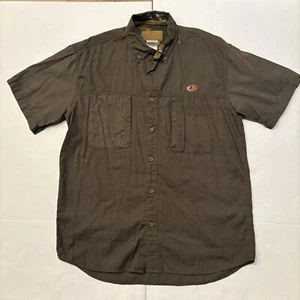 Mossy Oak Shirt Mens Large Green Short Sleeve Button Down Cotton Headwater - Picture 1 of 6