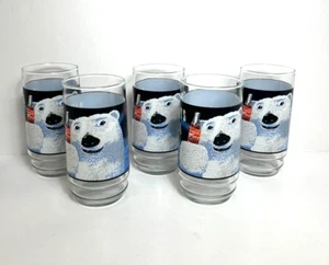 VINTAGE COCA COLA ALWAYS COOL POLAR BEAR 16 OZ GLASSES SET OF 5 - Picture 1 of 8