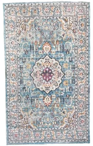 Puppenhaus blau Vintage Kashan Vorleger Wohnzimmer Zubehör bedruckte Karte - Bild 1 von 8