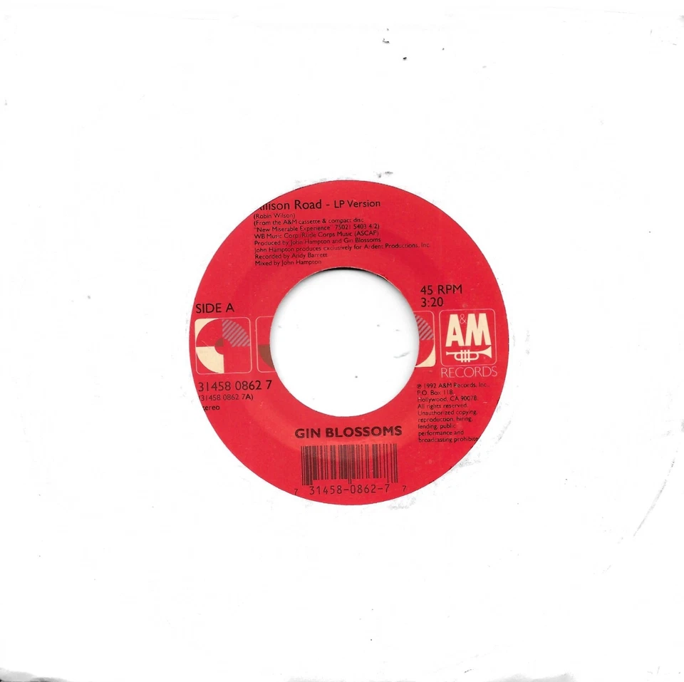 GIN BLOSSOMS  Allison Road / Until I Fall Away 45 Foto 1 de 1