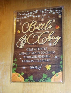 Baby Shower "BOTTLE CHUG" Spielanleitung 8" x 5,5" Holz Tischschild Neu - Bild 1 von 3