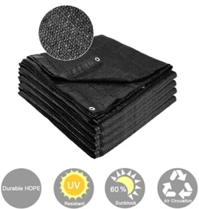 60% Black Sunblock Shade Cloth Taped Edge with Grommets UV Resistant Shade Net - Picture 1 of 22