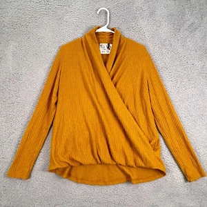 Anthropologie Akemi + Kin Damen Medium M Waffel Strick Shirt Top Crossbody Wickeloptik - Bild 1 von 14