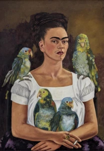 FRIDA KAHLO - YO Y MIS LOROS - 1941 - IMÁN FOTO REFRIGERADOR 3"-5" - Imagen 1 de 3